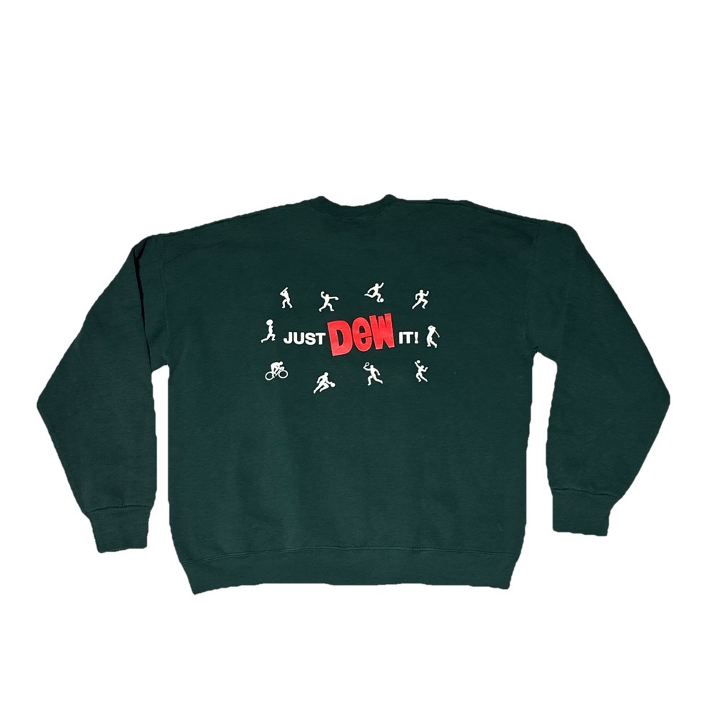 Vintage Mountain Dew Extreme Just Dew It Crewneck Green SZ 2XL Soda Advertising